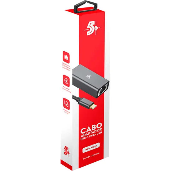 Conversor USB C Para LAN RJ45 5+