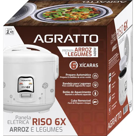 Panela Elétrica de Arroz Agratto PA6X Riso 400W 220v