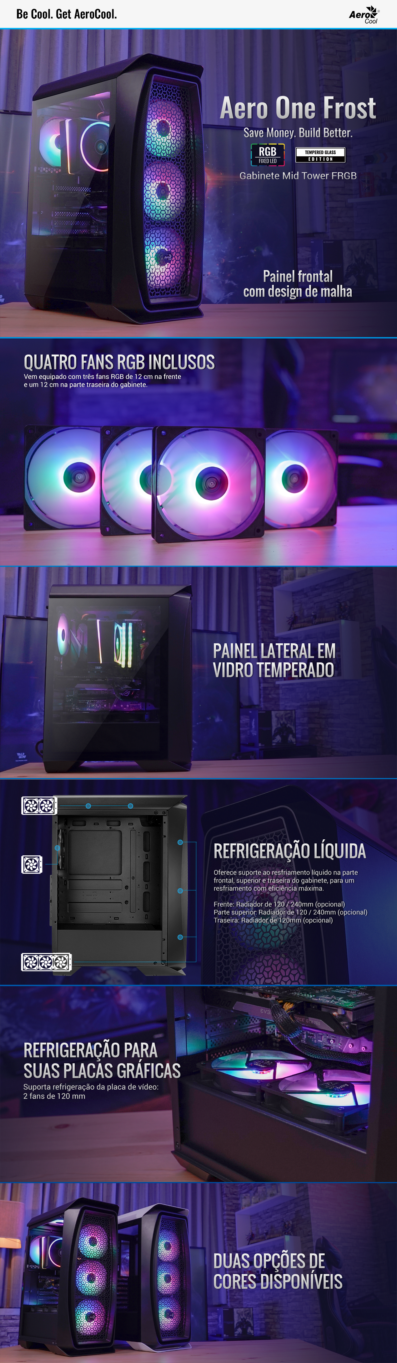 Gabinete Gamer Aerocool Aero One Frost RGB Lateral Vidro