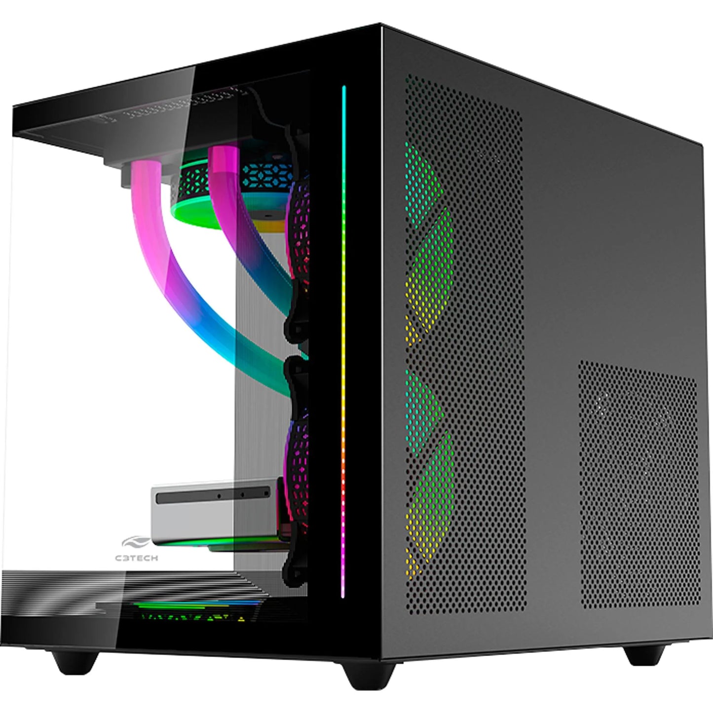 Gabinete Gamer C3Tech Aquarius MT-G810 Sem Fans Preto