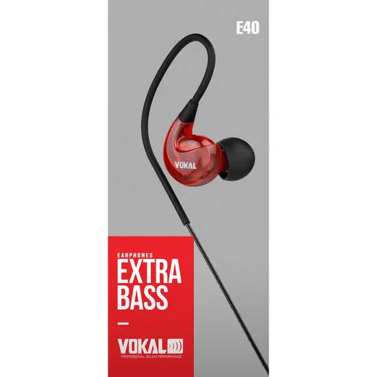 Fone de Ouvido Vokal E40 In Ear Vermelho