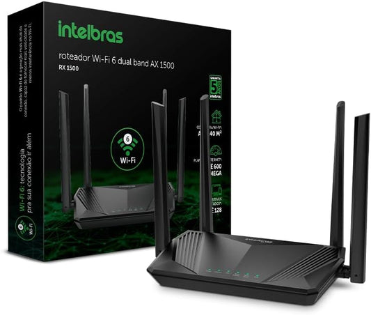 Roteador Wi-Fi 6 Dual Band RX 1500 Preto Intelbras