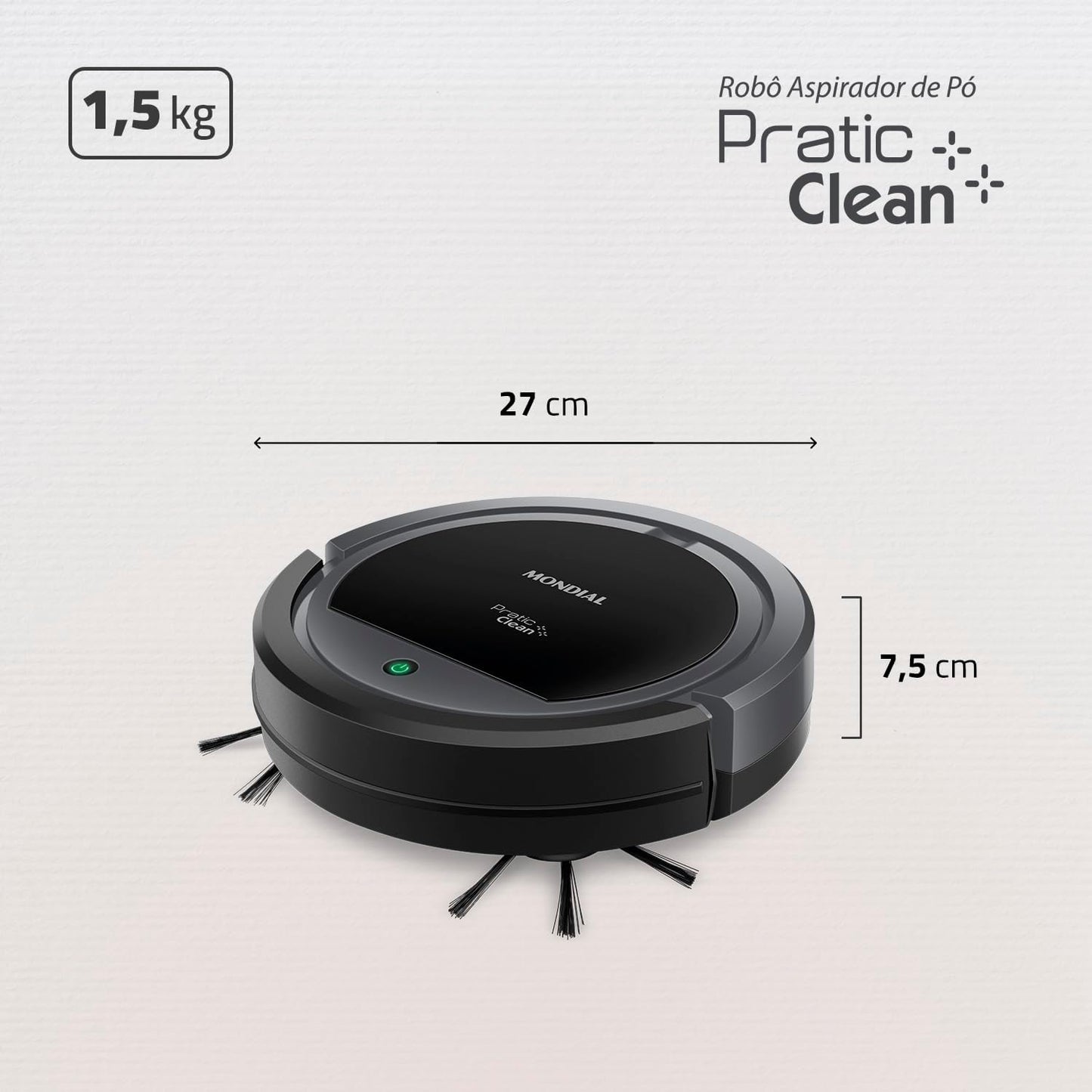 Aspirador de Pó Robô Mondial, Pratic Clean, Bivolt, Cinza/Preto, 30W - RB-11