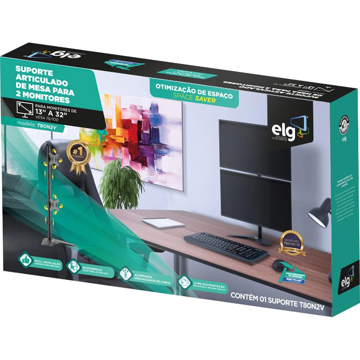 Suporte Torre Para Monitor Articulado 15-32" ELG T80N2V