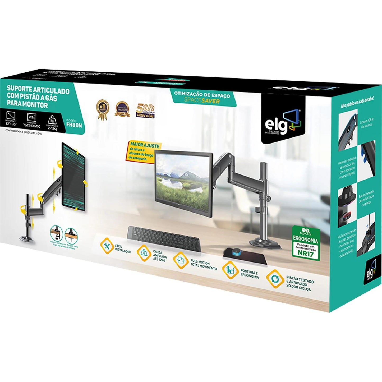 Suporte Torre Para Monitor Articulado 22-35" ELG FH80N