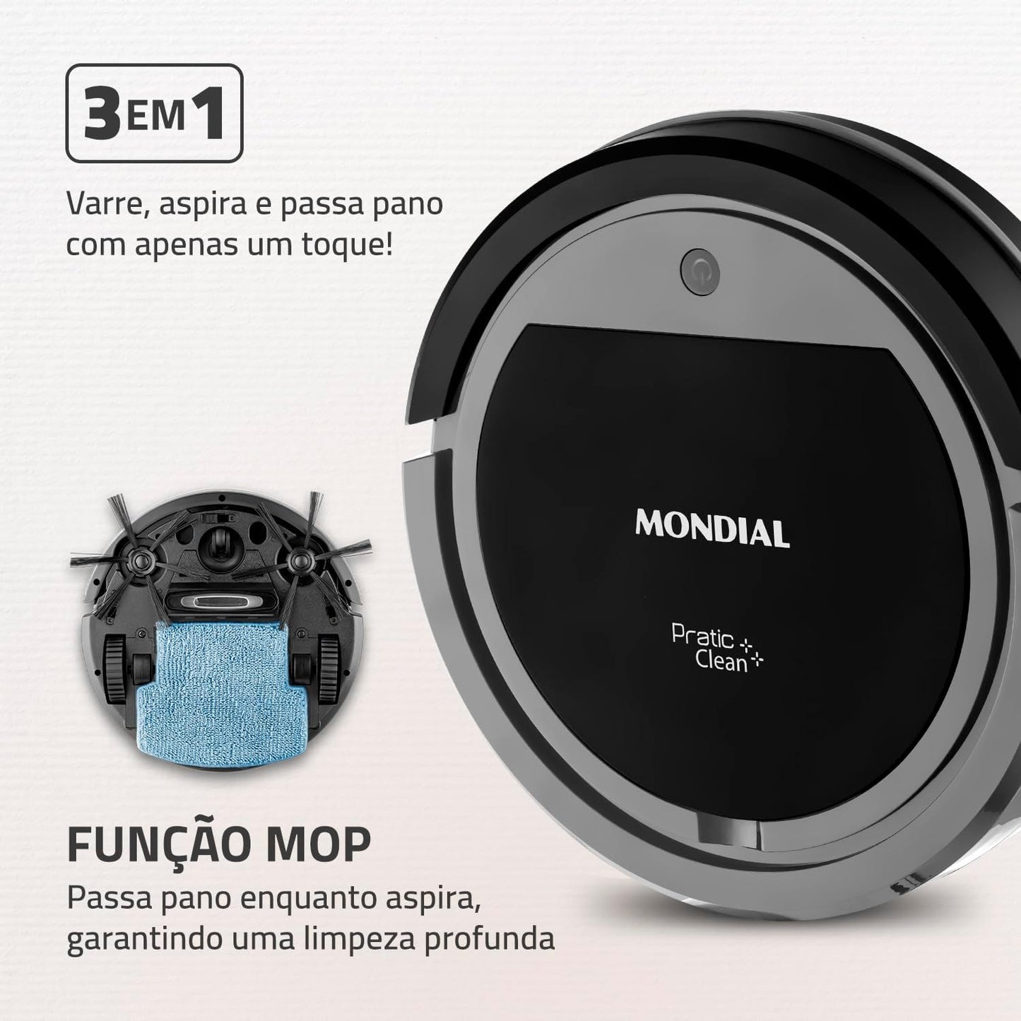 Aspirador de Pó Robô Mondial, Pratic Clean, Bivolt, Cinza/Preto, 30W - RB-11