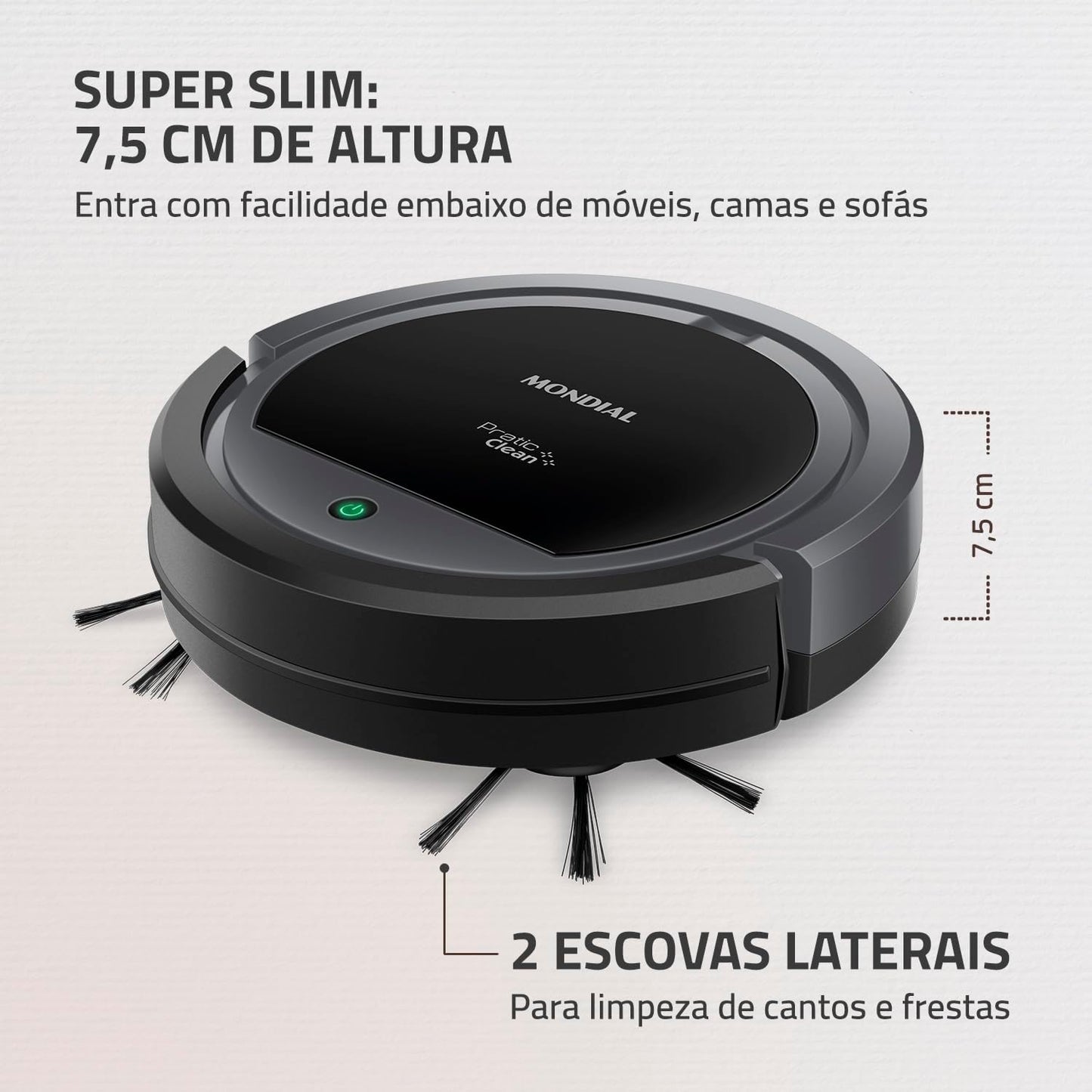 Aspirador de Pó Robô Mondial, Pratic Clean, Bivolt, Cinza/Preto, 30W - RB-11