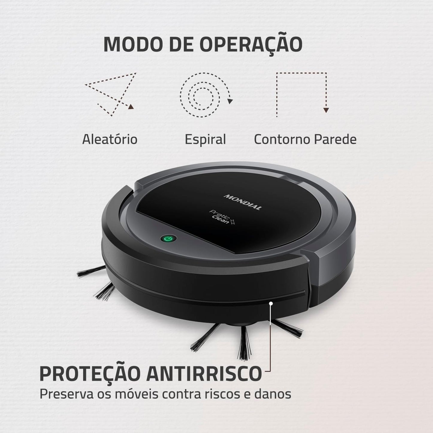 Aspirador de Pó Robô Mondial, Pratic Clean, Bivolt, Cinza/Preto, 30W - RB-11
