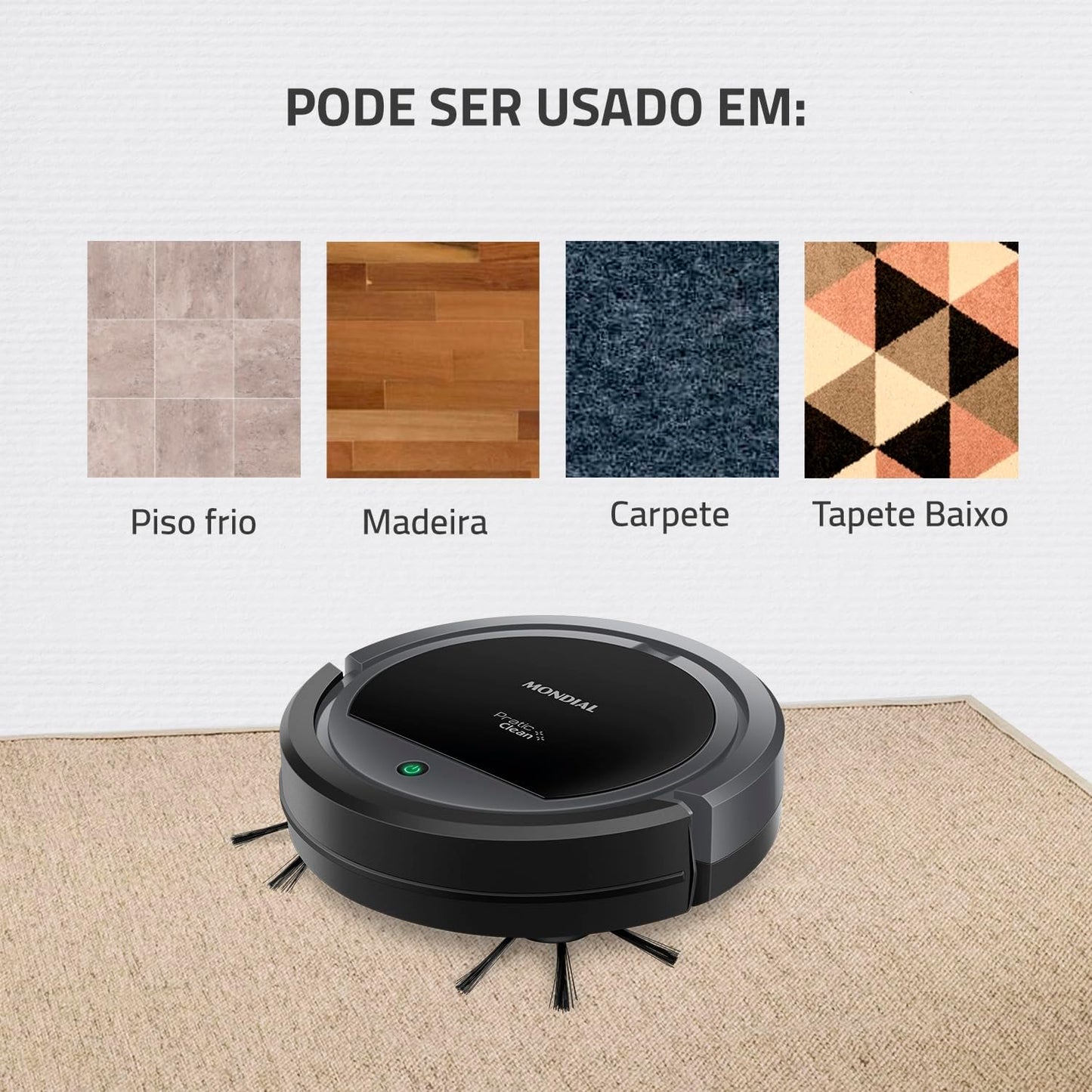 Aspirador de Pó Robô Mondial, Pratic Clean, Bivolt, Cinza/Preto, 30W - RB-11